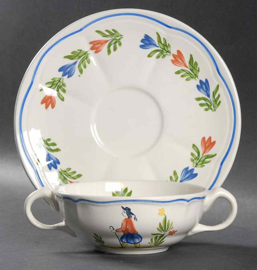 Brittany Flat Cream Soup Bowl & Saucer Set by Longchamp-1