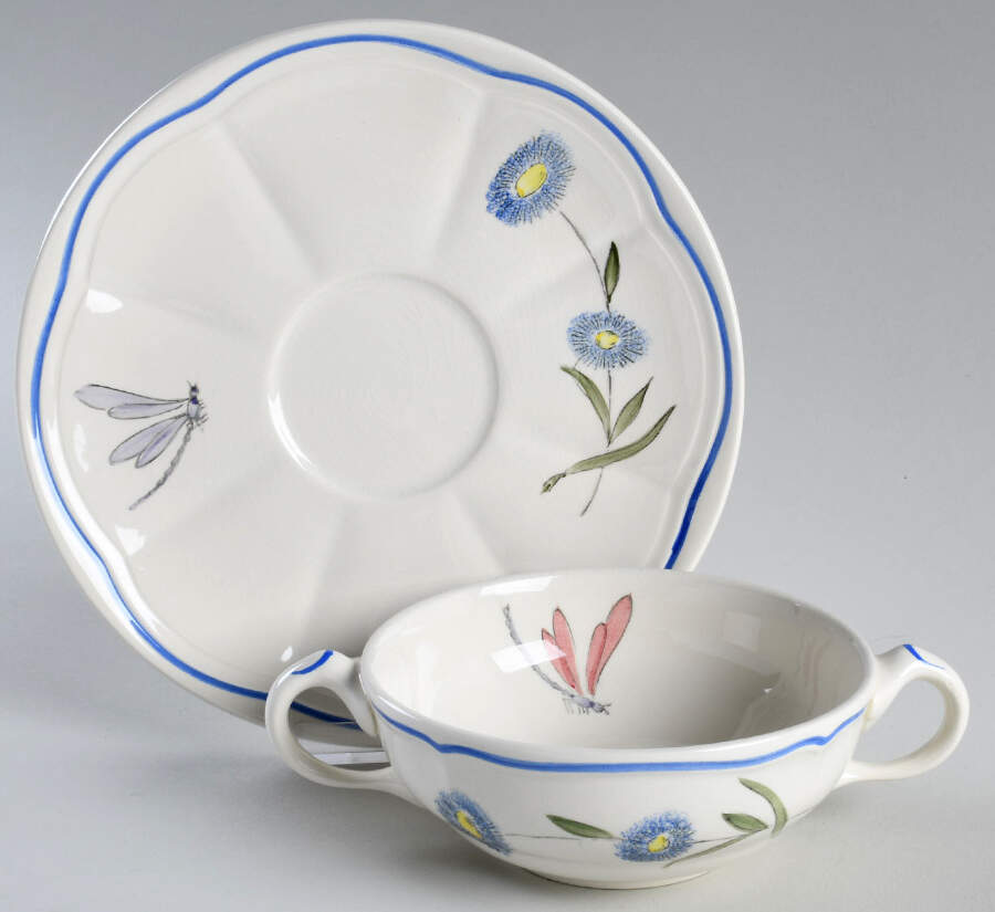 Libellule Flat Cream Soup Bowl & Saucer Set by Longchamp-1