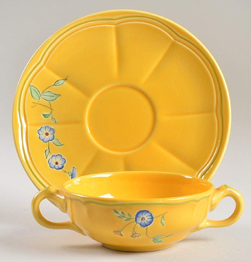 Marseilles Flat Cream Soup Bowl & Saucer Set by Longchamp-1