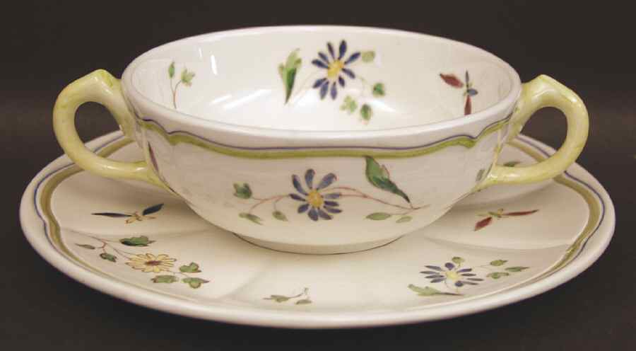 Moustiers Flat Cream Soup Bowl & Saucer Set by Longchamp-1