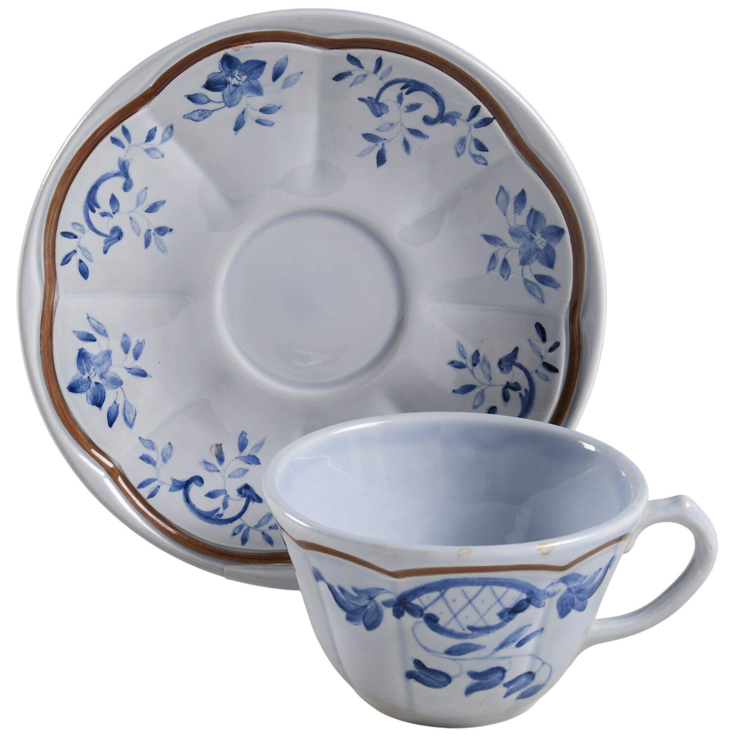 Normandie (Brown Band) Flat Cup & Saucer Set by Longchamp-1