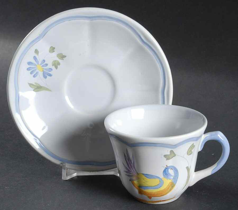 Perouges (Not French Heritage Line) Flat Demitasse Cup & Saucer Set by Longchamp-1