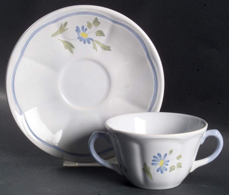 Perouges (Not French Heritage Line) Flat Bouillon Cup & Saucer by Longchamp-1