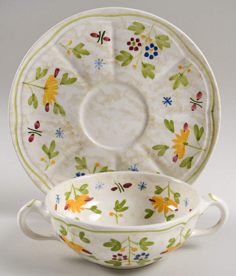 St. Tropez Flat Cream Soup Bowl & Saucer Set by Longchamp-1