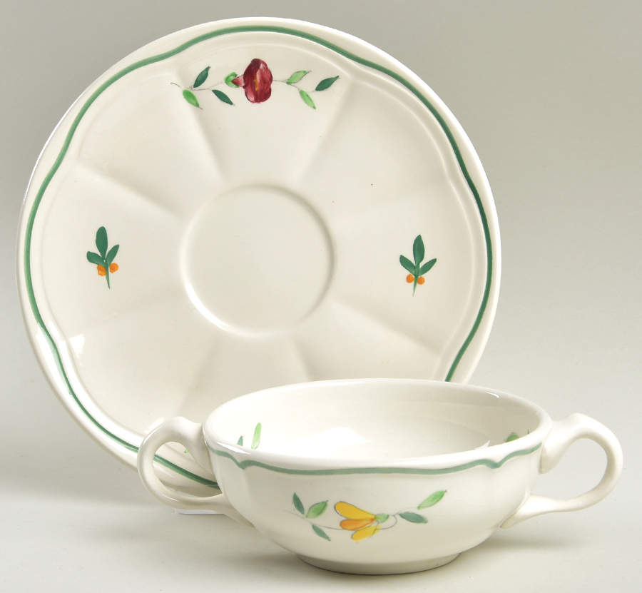Tulip Flat Cream Soup Bowl & Saucer Set by Longchamp-1