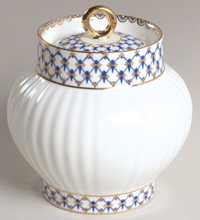 Cobalt Net Sugar Bowl & Lid by Lomonosov-1