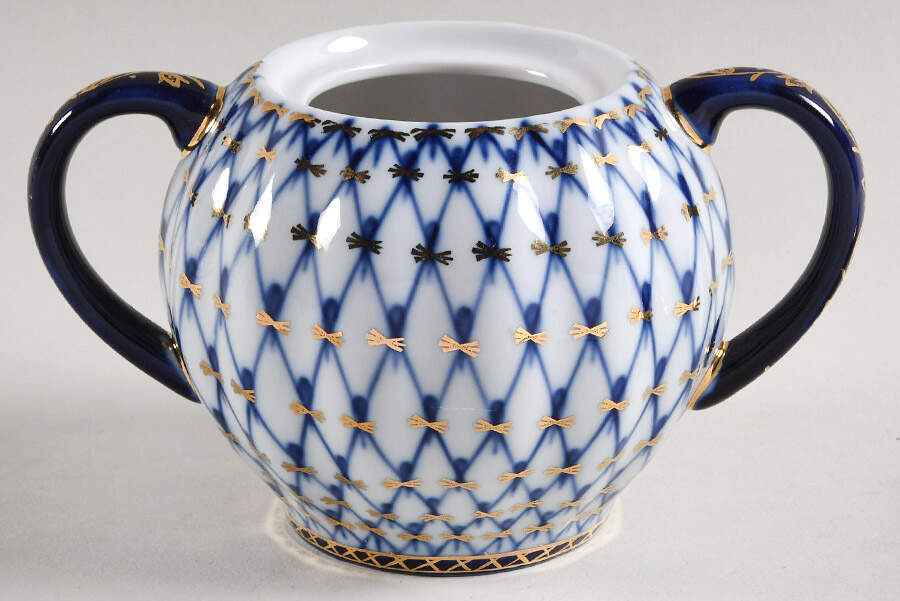 Cobalt Net Sugar Bowl No Lid by Lomonosov-1