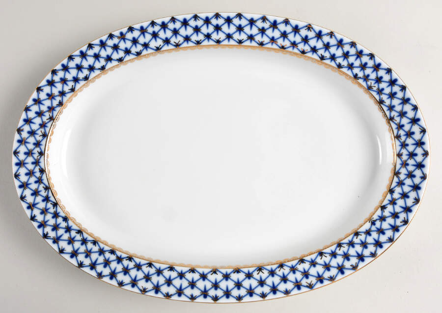 Cobalt Net 13" Oval Serving Platter by Lomonosov-1