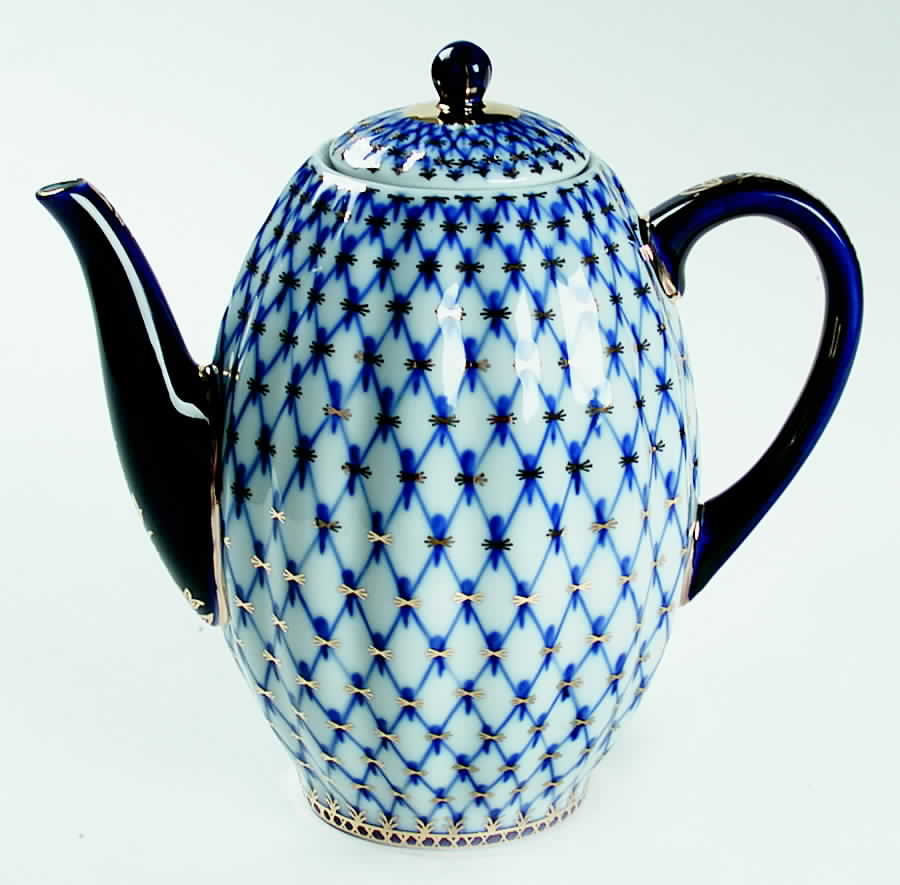 Cobalt Net Coffee Pot & Lid by Lomonosov-1