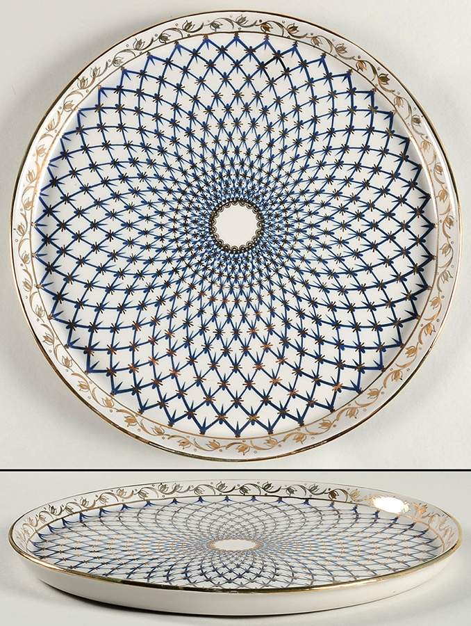 Cobalt Net 14" Round Tray by Lomonosov-1