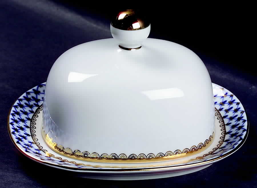 Cobalt Net Round Covered Butter by Lomonosov-1