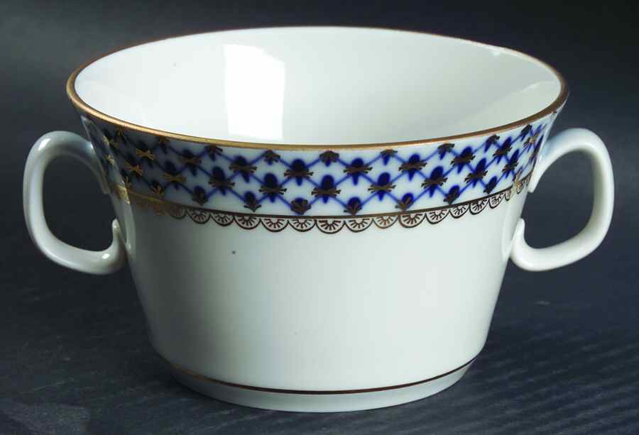 Cobalt Net Flat Cream Soup Bowl by Lomonosov-1