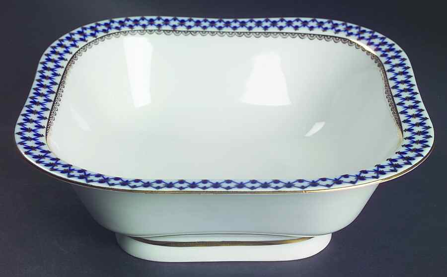 Cobalt Net 9" Square Vegetable Bowl by Lomonosov-1