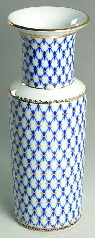 Cobalt Net 10" Vase by Lomonosov-1