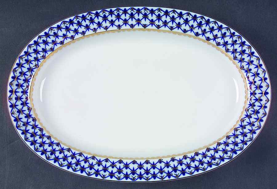 Cobalt Net 11" Oval Serving Platter by Lomonosov-1