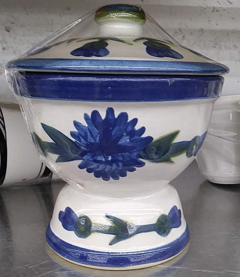 Bachelor Button Footed Candy Dish & Lid by Louisville-1