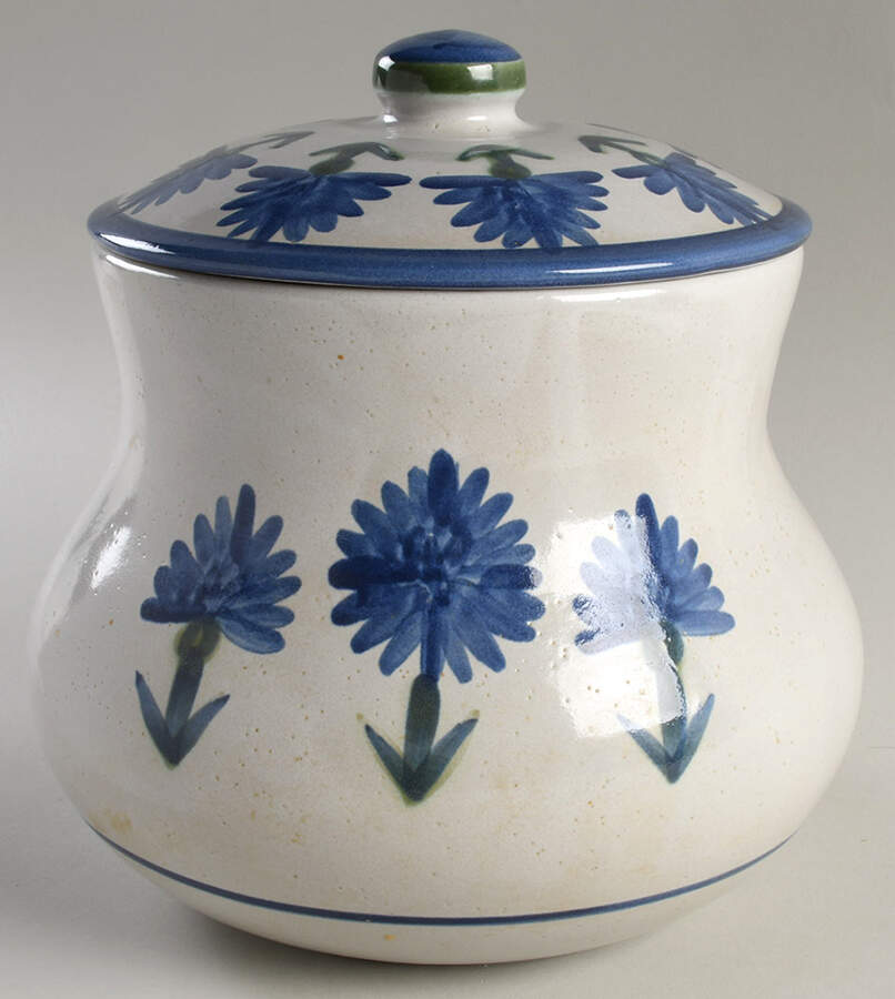 Bachelor Button Cookie Jar & Lid by Louisville-1