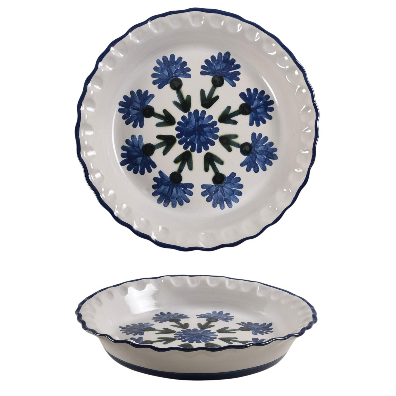 Bachelor Button Ruffled Edge Pie Serving Plate by Louisville-1