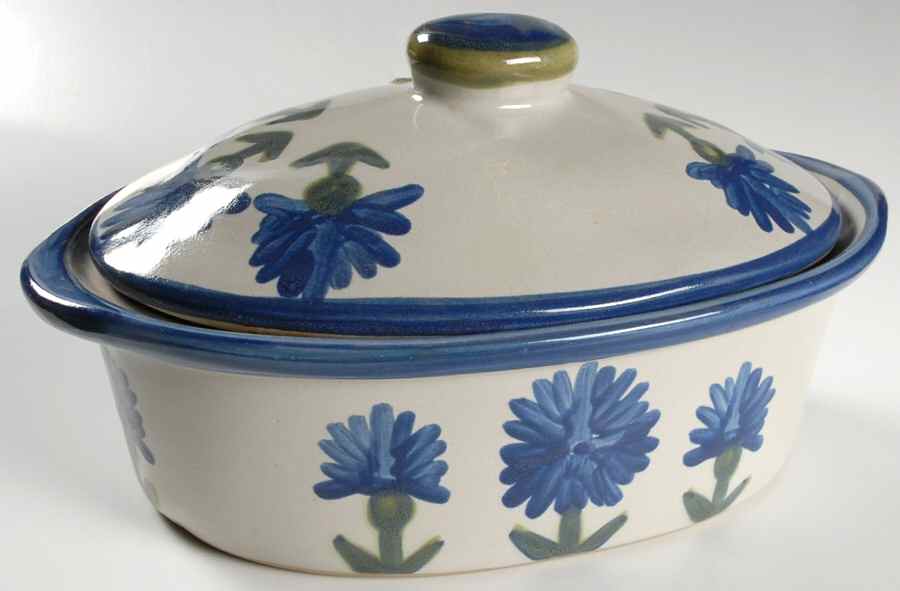 Bachelor Button 2 Quart Oval Covered Casserole by Louisville-1