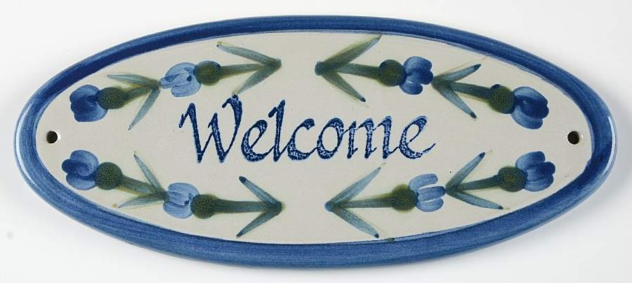 Bachelor Button "Welcome" Wall Plaque by Louisville-1