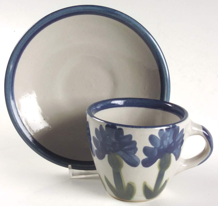 Bachelor Button Flat Cup & Saucer Set by Louisville-1