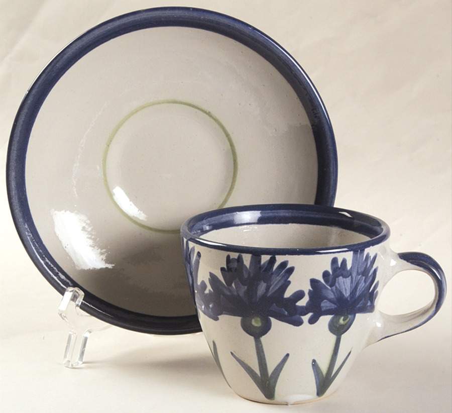 Bachelor Button Flat Cup & Saucer Set by Louisville-1