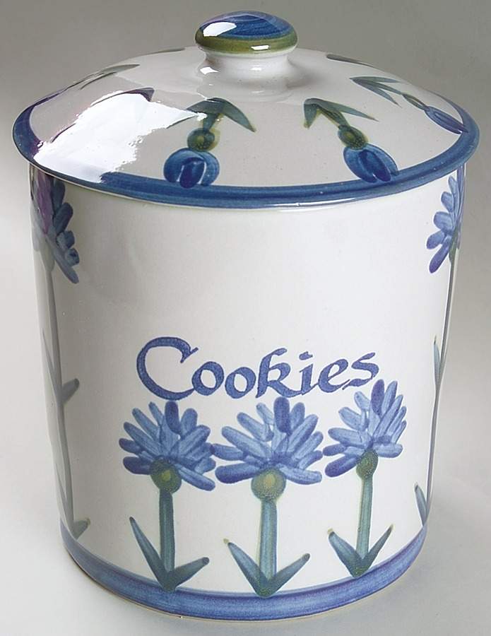 Bachelor Button Cookie Jar & Lid by Louisville-1