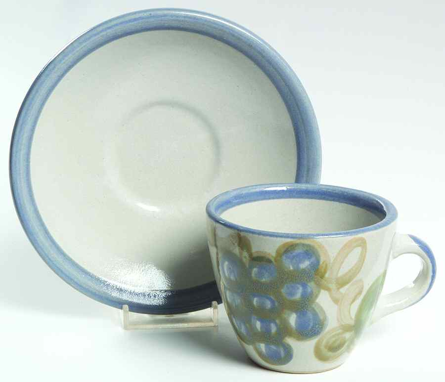 Blue Grape Flat Cup & Saucer Set by Louisville-1