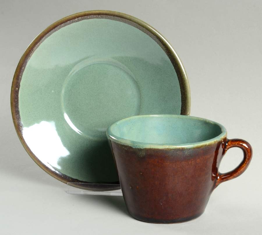 Country Fare (Unglazed Bottom) Flat Cup & Saucer Set by Louisville-1