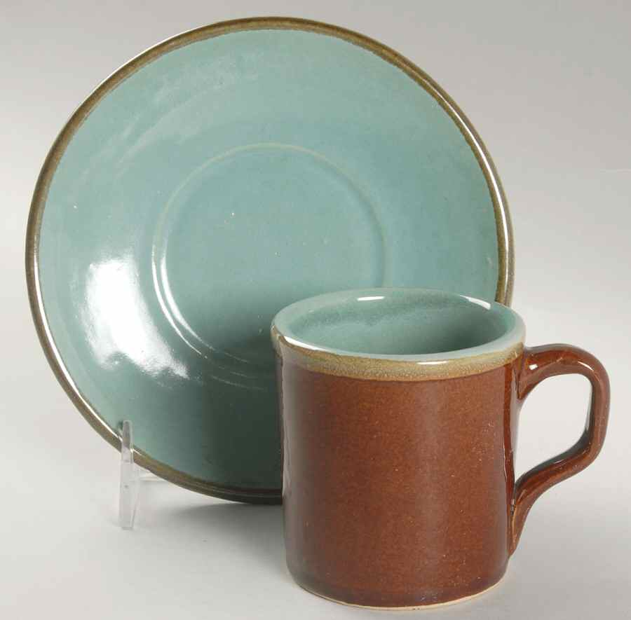 Country Fare (Unglazed Bottom) Flat Cup & Saucer Set by Louisville-1