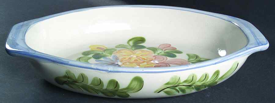 Country Flower Blue 14" Oval Baker by Louisville-1