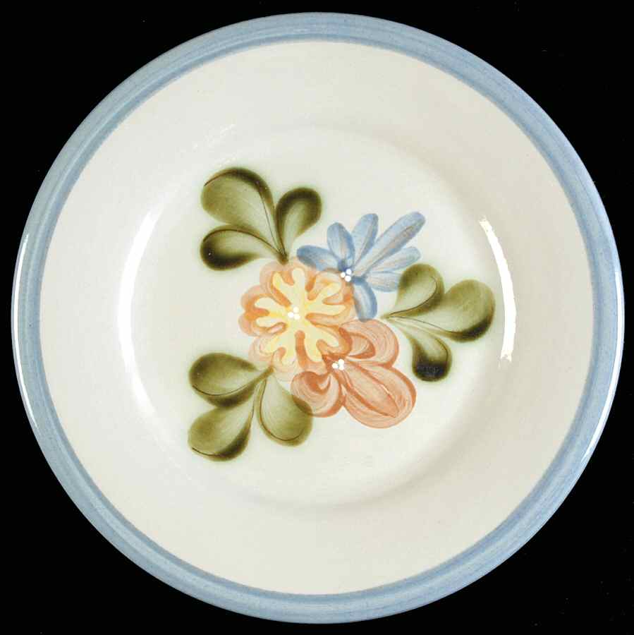 Country Flower Blue Salad Plate by Louisville-1