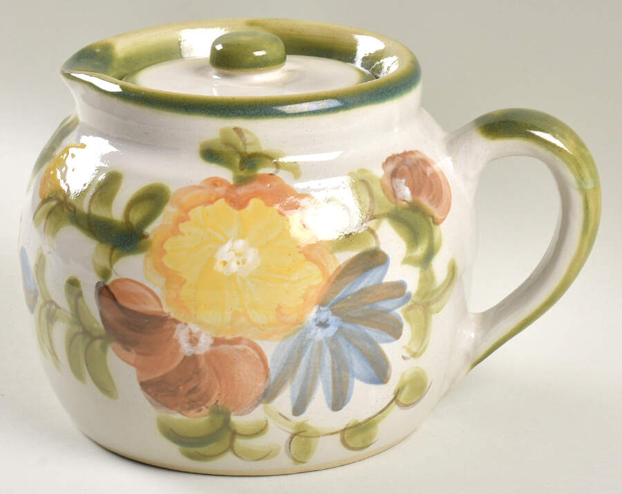 Country Flower Green Bean Pot & Lid by Louisville-1