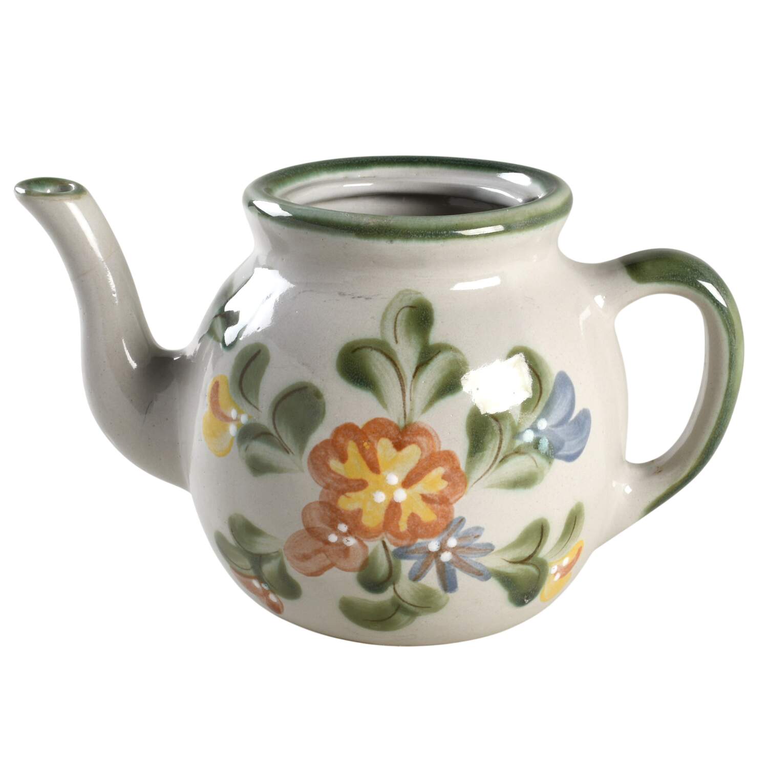 Country Flower Green Teapot No Lid by Louisville-1