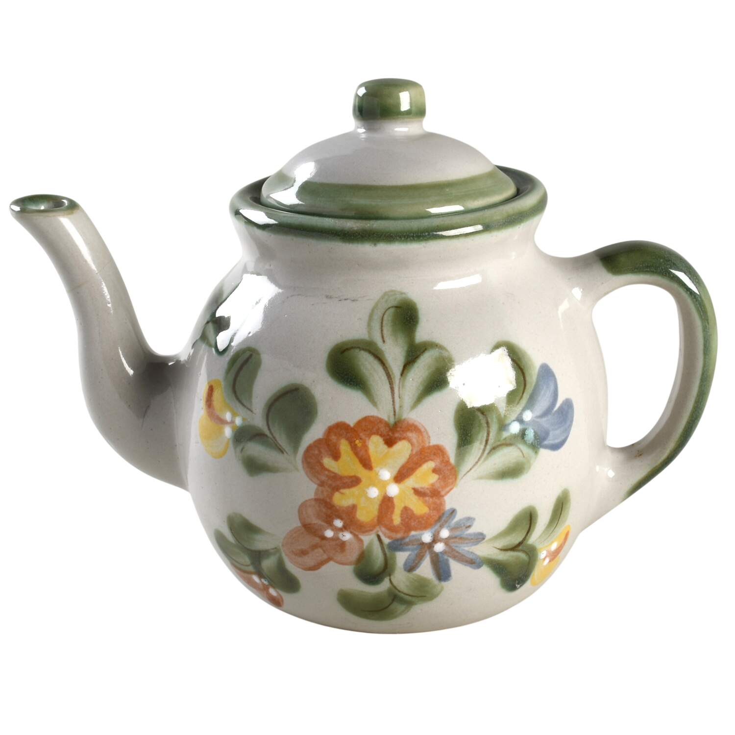 Country Flower Green Teapot & Lid by Louisville-1
