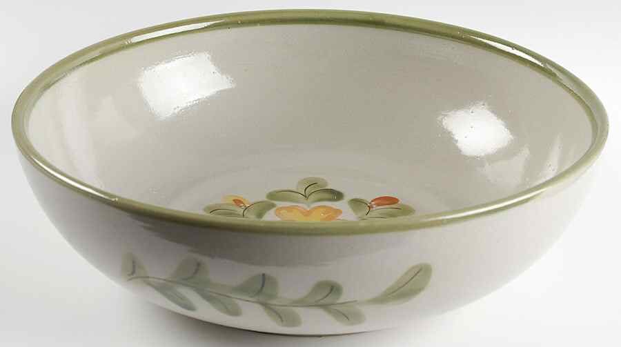 Country Flower Green 12" Large Salad Serving Bowl by Louisville-1