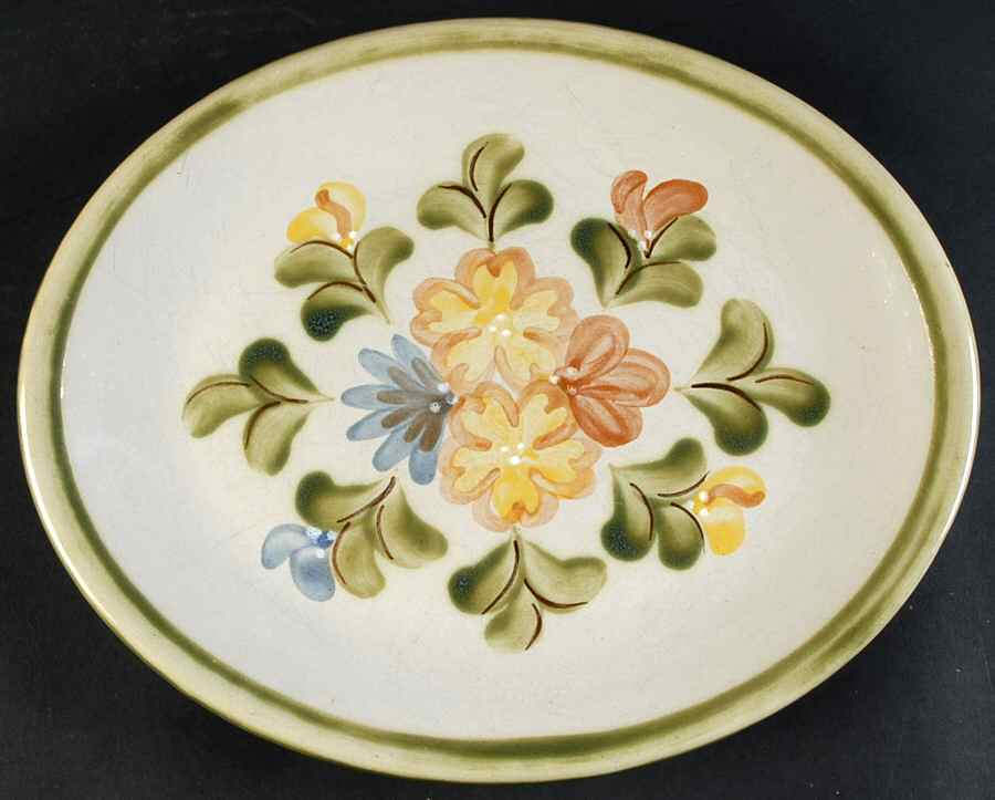 Country Flower Green 12" Oval Serving Platter by Louisville-1