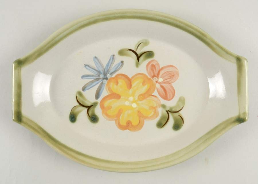 Country Flower Green 10" Oval Serving Platter by Louisville-1