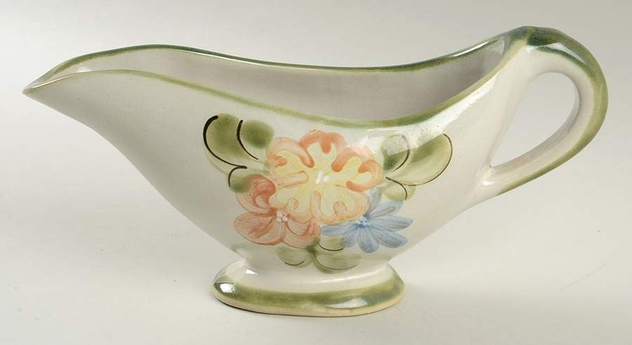 Country Flower Green Gravy Boat by Louisville-1