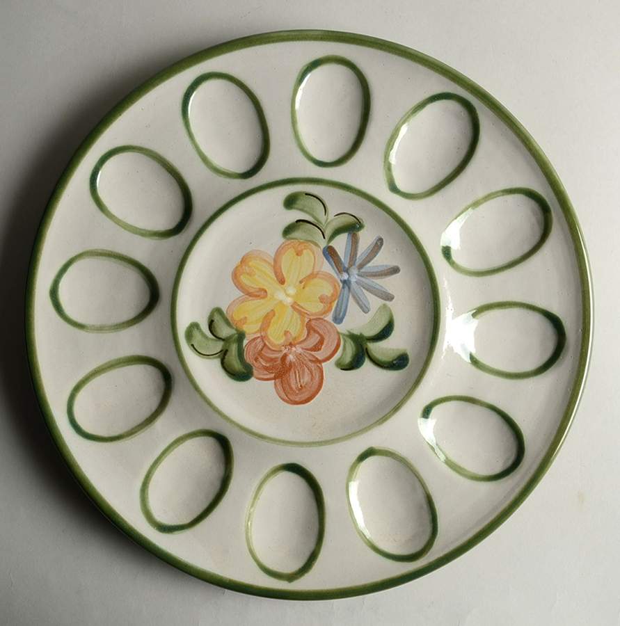 Country Flower Green Deviled Egg Plate by Louisville-1