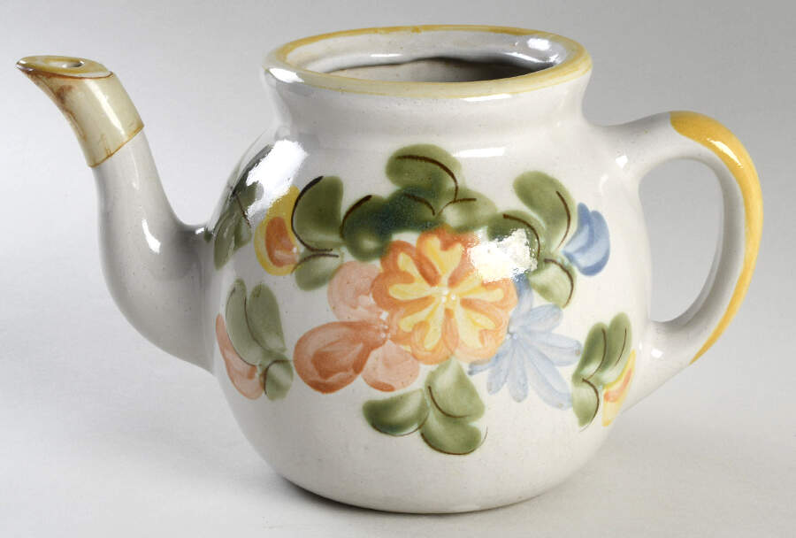 Country Flower Yellow Teapot No Lid by Louisville-1