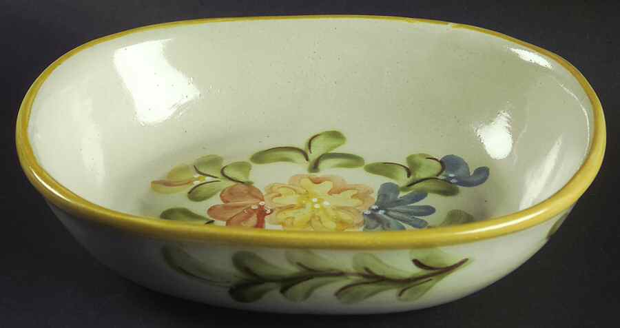 Country Flower Yellow 9" Oval Vegetable Bowl by Louisville-1