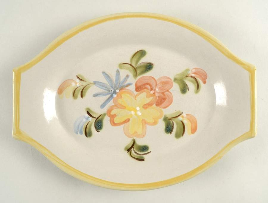 Country Flower Yellow 12" Oval Serving Platter by Louisville-1