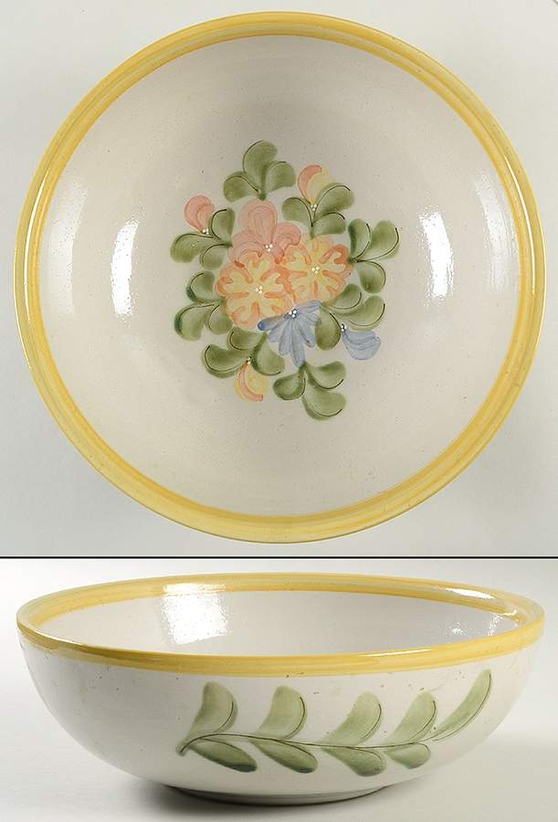 Country Flower Yellow 10" Large Salad Serving Bowl by Louisville-1