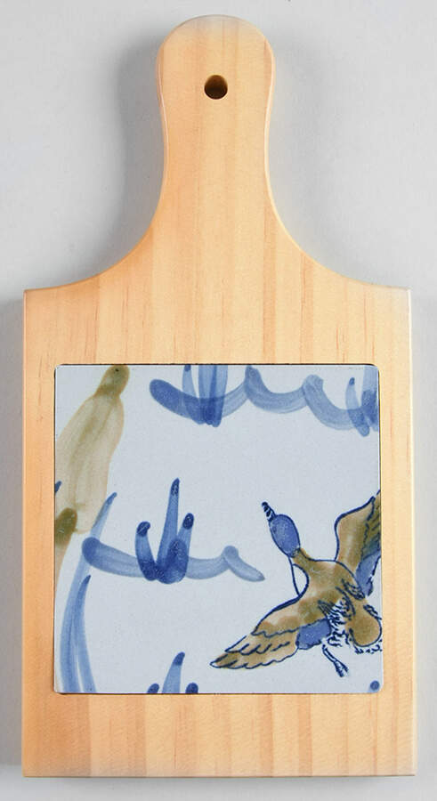 Flying Duck 10" Natural Wood Cheese Board with Tile  HC by Louisville-1