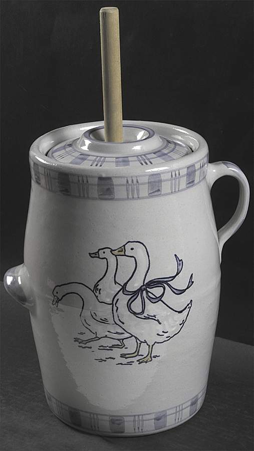 Gaggle of Geese Butter Churn & Lid with Wood Dasher by Louisville-1