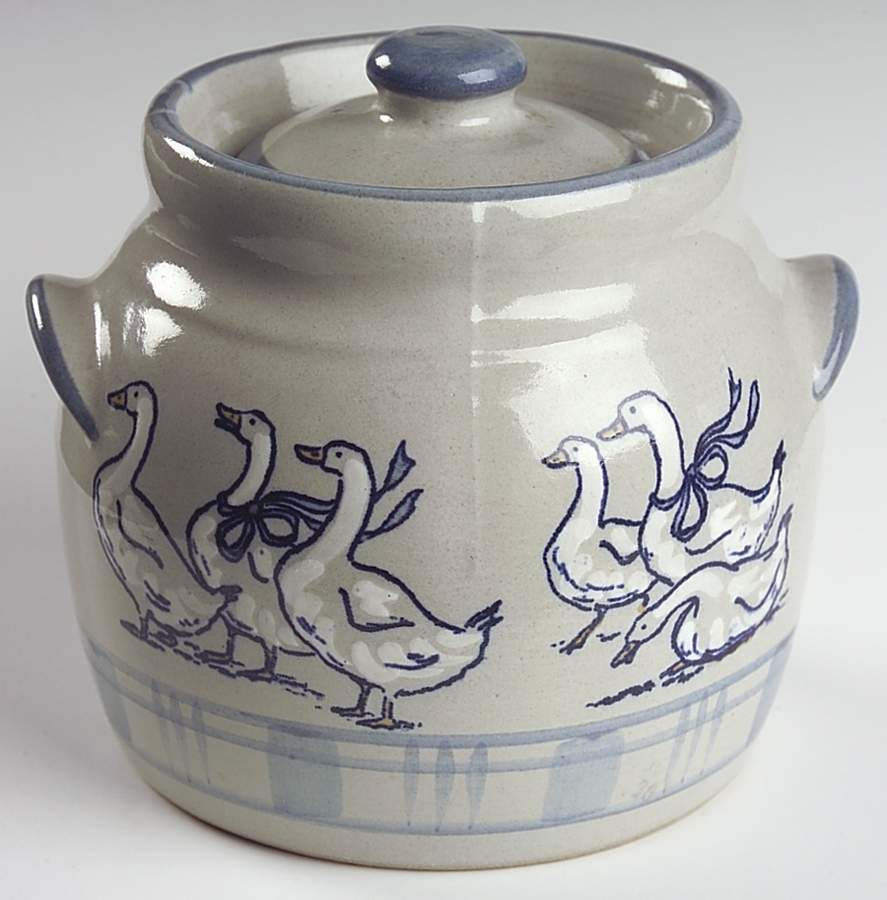 Gaggle of Geese Small Bean Pot & Lid by Louisville-1