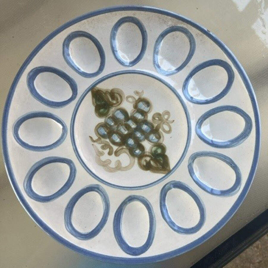 Vintage (Blue Band) Deviled Egg Plate by Louisville-1