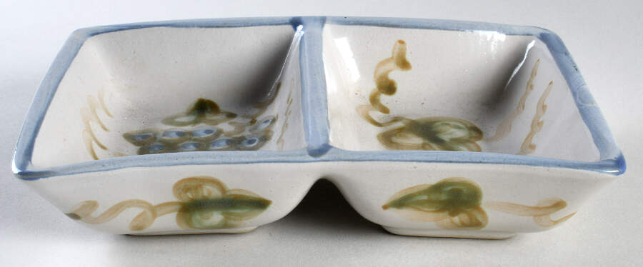 Vintage (Blue Band) Rectangular Divided Vegetable Bowl by Louisville-1