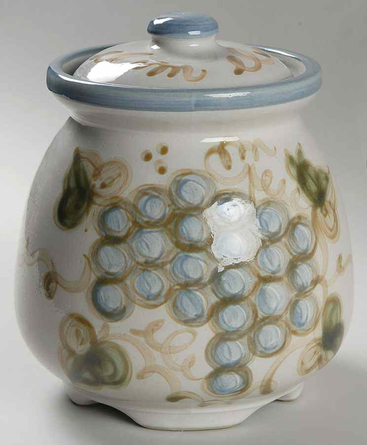 Vintage (Blue Band) Cookie Jar & Lid by Louisville-1